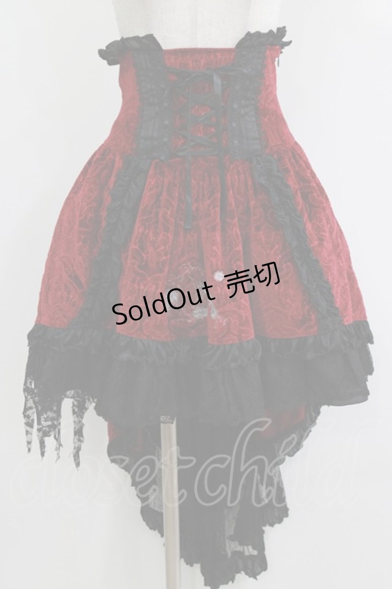 画像1: FRILL / ベロアフィッシュテールコルセットスカート  赤×黒 H-26-05-13-012-HN-SK-AK-ZH (1)