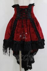 画像1: FRILL / ベロアフィッシュテールコルセットスカート  赤×黒 H-26-05-13-012-HN-SK-AK-ZH (1)