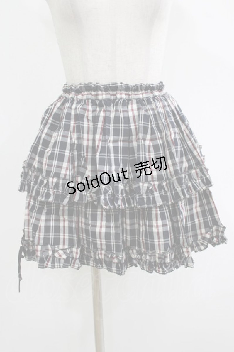 画像1: MARBLE / チェックフリルティアードスカート  黒×赤×白 H-26-05-13-015-GO-SK-AK-ZH (1)