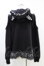 画像2: HANGRY&ANGRY / 猫耳フード付きフリルZIPパーカー  黒 H-26-05-14-1039-HN-TO-AK-ZH (2)