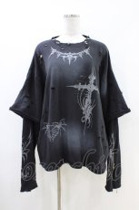 画像1: REFLEM / 吹き付けペイントフェイクレイヤードダメージスウェットトレーナ  グレー H-26-05-14-1047-PU-TO-KB-ZH (1)