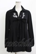 画像1: axes femme / 刺繍ロングシャツ M ブラック H-26-05-15-035-AX-BL-NS-ZH (1)