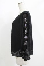 画像2: axes femme / 袖刺繍シフォンプルオーバー M ブラック H-26-05-15-043-AX-TO-NS-ZH (2)
