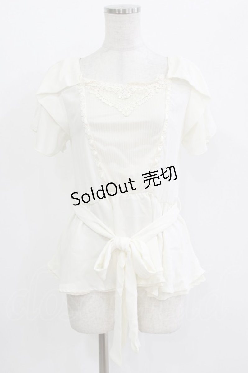 画像1: axes femme / 胸ハートレースシフォントップス M 生成り H-26-05-15-044-AX-TO-NS-ZH (1)