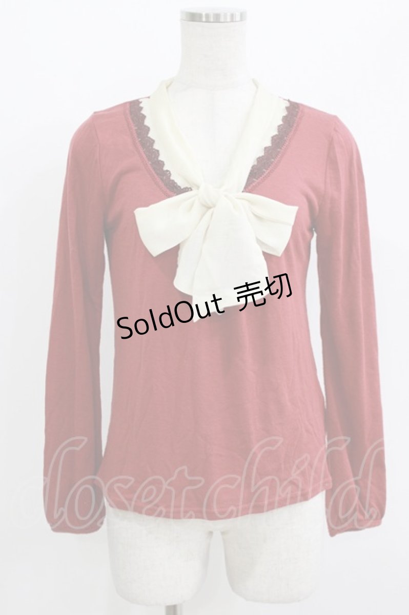 画像1: axes femme / シフォンリボントップス M レッド H-26-05-15-046-AX-TO-NS-ZH (1)