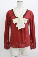 画像1: axes femme / シフォンリボントップス M レッド H-26-05-15-046-AX-TO-NS-ZH (1)