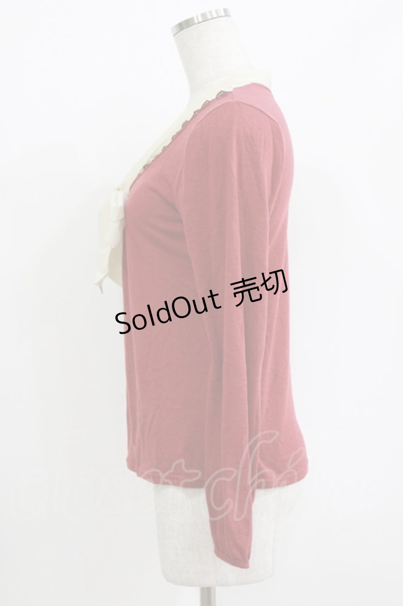 画像2: axes femme / シフォンリボントップス M レッド H-26-05-15-046-AX-TO-NS-ZH (2)