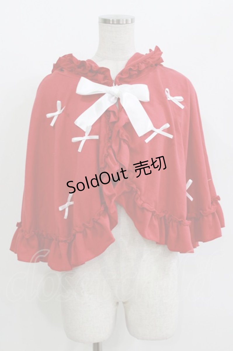 画像1: majoretty / まゆろん/リボンポンチョ 3L レッド H-26-05-15-055-LO-TO-NS-ZH (1)