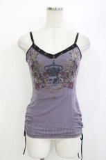 画像1: Ozz Croce / サイドギャザー刺繍キャミソール  紫 H-26-05-15-1036-OO-TO-AK-ZH (1)