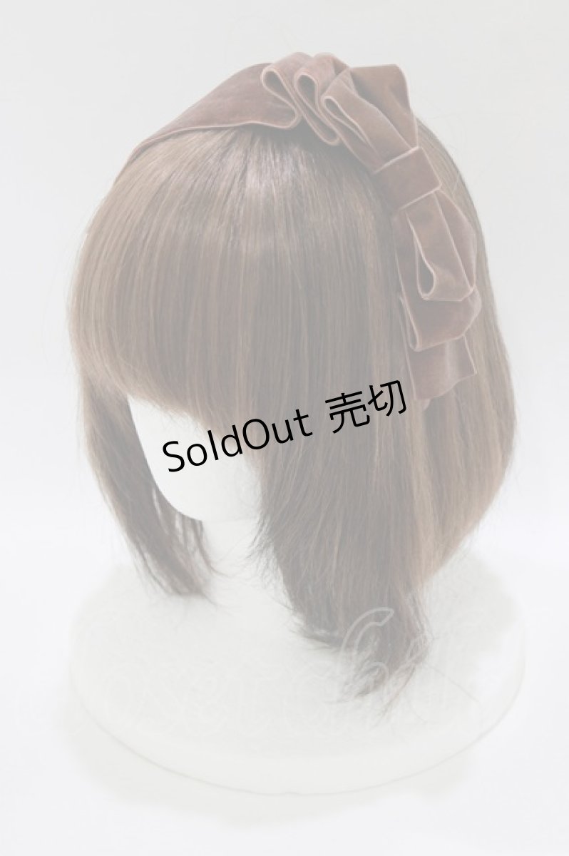 画像1: axes femme kawaii / ベロアリボンカチューシャ  ブラウン H-26-05-15-076-AX-AC-NS-ZH (1)