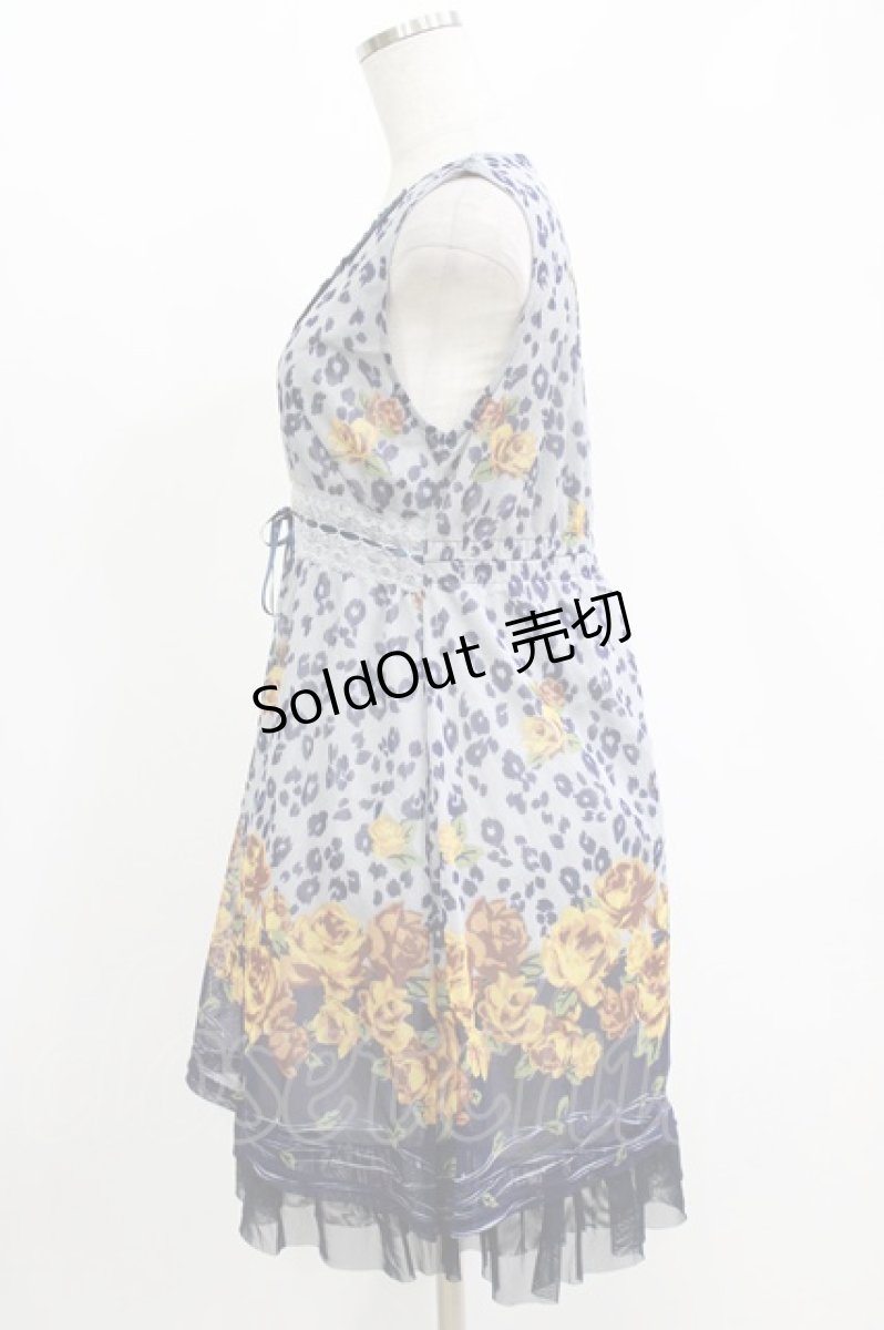 画像2: axes femme / レオパードワンピース M グレー/ネイビー H-26-05-15-021-AX-OP-NS-ZH (2)