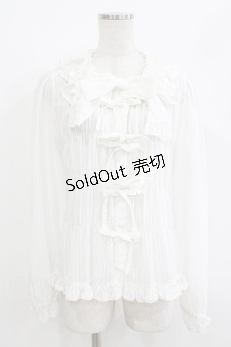 画像1: metamorphose / スクエアあきリボンブラウス Free 白 H-26-05-16-039-ME-BL-NS-ZH (1)