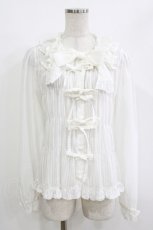 画像1: metamorphose / スクエアあきリボンブラウス Free 白 H-26-05-16-039-ME-BL-NS-ZH (1)