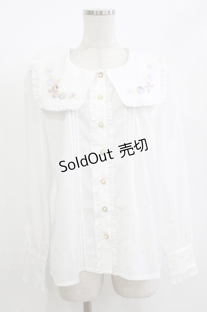 画像1: Amavel / ラプンツェル刺繍ブラウス Free 白 H-26-05-16-043-CA-BL-NS-ZH (1)