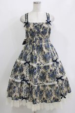 画像1: metamorphose / ゴブランブーケ シャーリングティアードジャンパースカート サイズ1 ブルー H-26-05-16-012-ME-OP-NS-ZH (1)