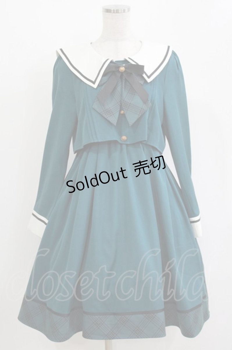 画像1: Amavel / Check Ribbon Setup風セーラーワンピース Free グリーン H-26-05-16-003-CA-OP-NS-ZH (1)