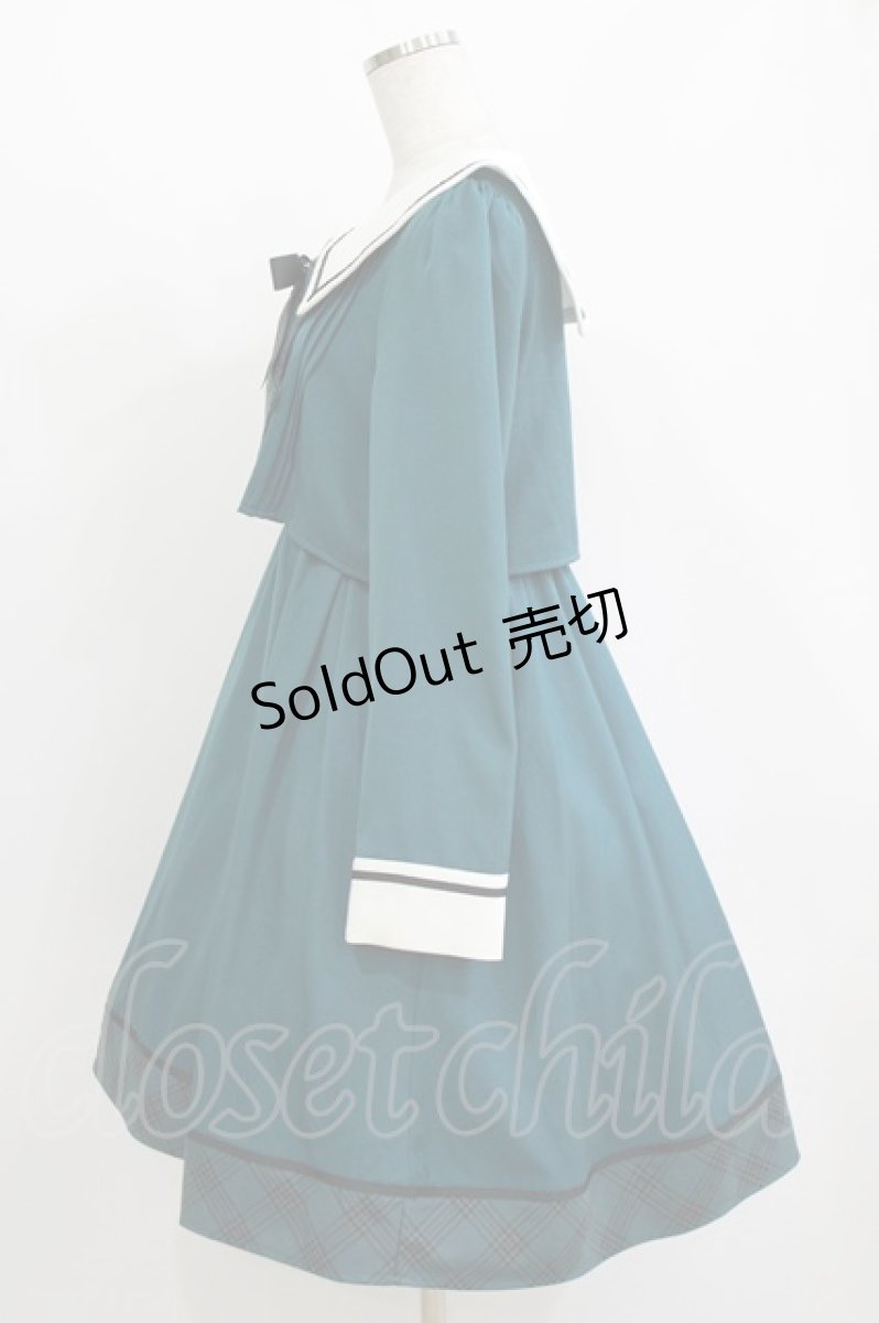 画像2: Amavel / Check Ribbon Setup風セーラーワンピース Free グリーン H-26-05-16-003-CA-OP-NS-ZH (2)