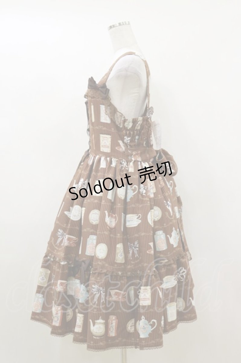 画像3: metamorphose / 【プラスサイズ】Classic Tea House レースアップジャンパースカート プラスサイズ ブラウン H-26-05-17-054-ME-OP-NS-ZH (3)