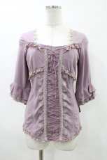 画像1: Ozz Croce / 薔薇刺繍編み上げ半袖トップス  ローズ H-26-05-17-1055-OO-TO-AK-ZH (1)