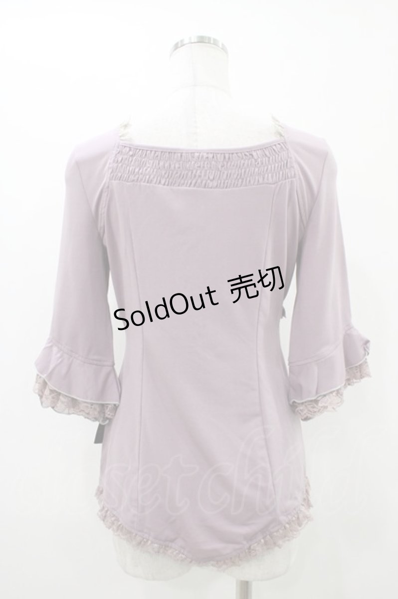 画像2: Ozz Croce / 薔薇刺繍編み上げ半袖トップス  ローズ H-26-05-17-1055-OO-TO-AK-ZH (2)