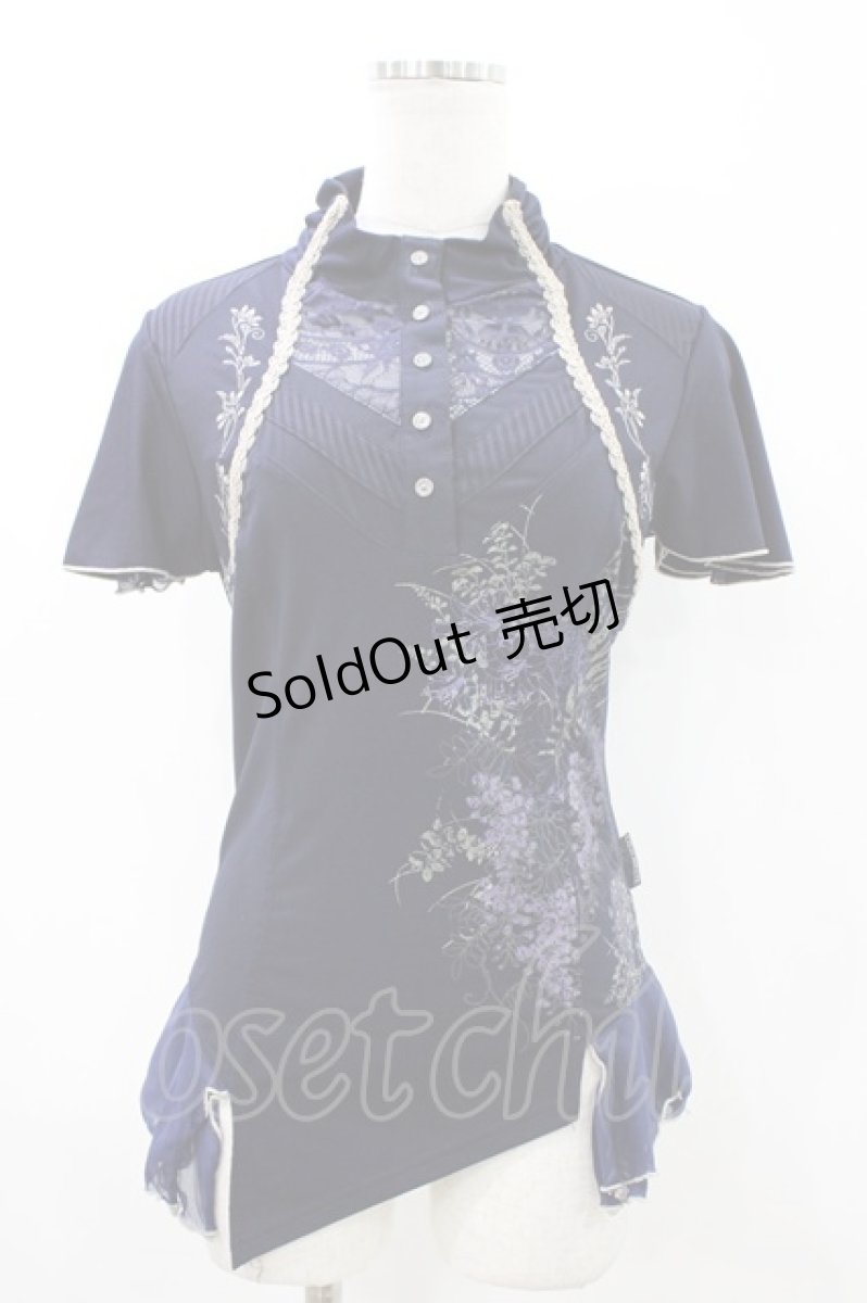 画像1: Ozz oneste / ハイネックプリントトップス  紺 H-26-05-17-1057-OO-TO-AK-ZH (1)