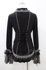 画像2: Ozz Croce / レイヤード風プリントトップス  黒 H-26-05-17-1058-OO-TO-AK-ZH (2)