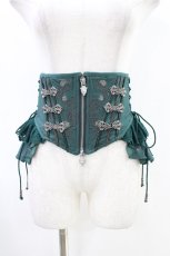画像1: Ozz oneste / 薔薇刺繍ショートコルセット  グリーン H-26-05-17-1019-OO-ZA-KB-ZH (1)