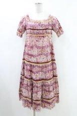 画像2: Jane Marple Dans Le Salon / 総柄リバティティアードワンピース+トートバッグ M ボルドー H-26-05-17-1022-JM-OP-KB-ZH (2)