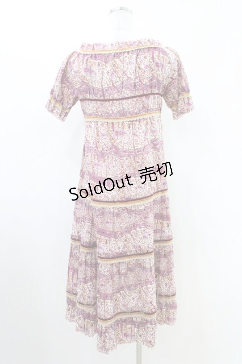 画像3: Jane Marple Dans Le Salon / 総柄リバティティアードワンピース+トートバッグ M ボルドー H-26-05-17-1022-JM-OP-KB-ZH (3)