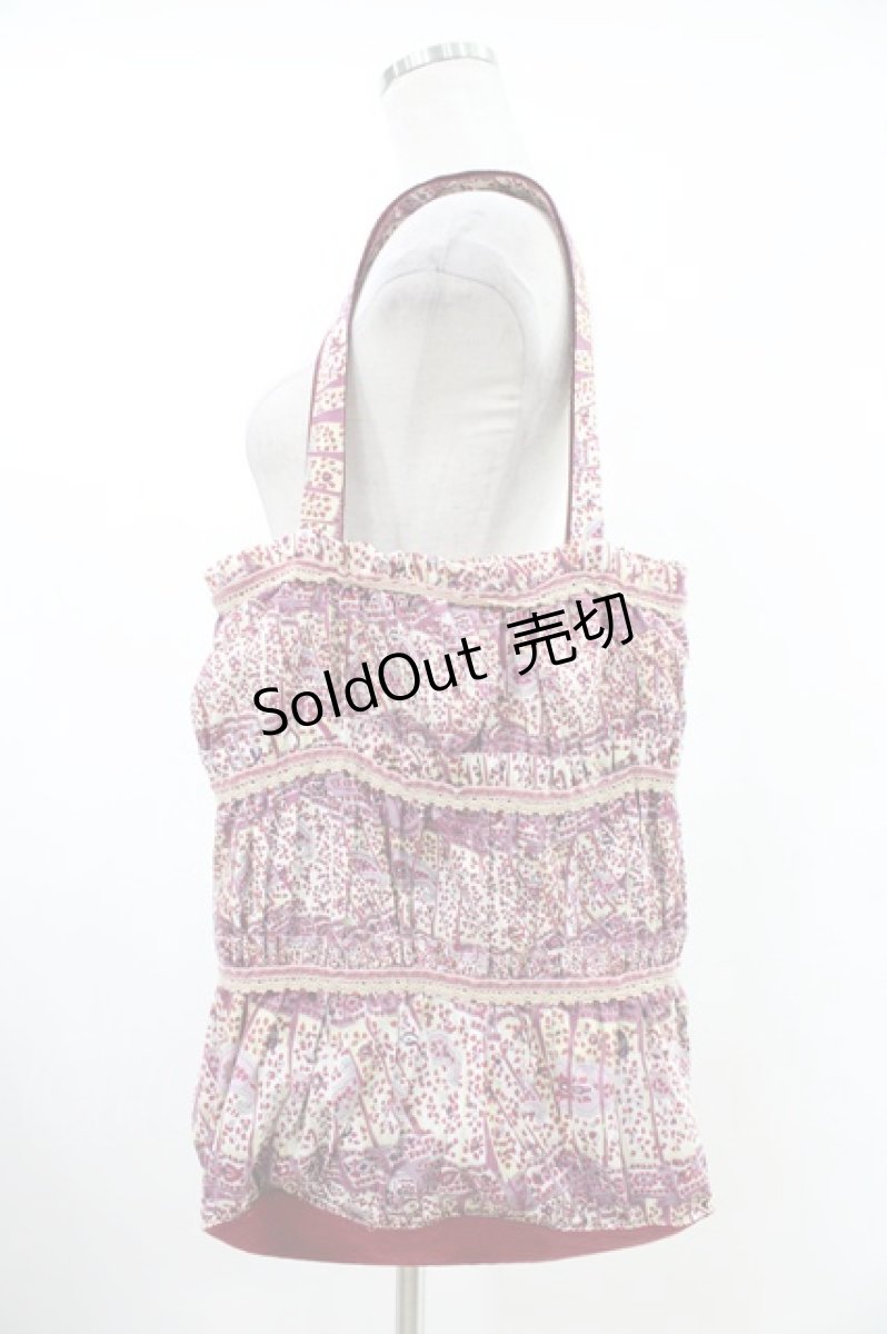 画像5: Jane Marple Dans Le Salon / 総柄リバティティアードワンピース+トートバッグ M ボルドー H-26-05-17-1022-JM-OP-KB-ZH (5)