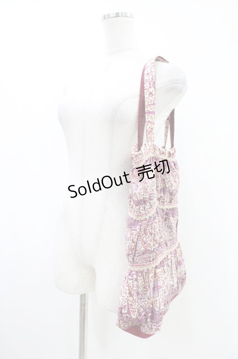 画像6: Jane Marple Dans Le Salon / 総柄リバティティアードワンピース+トートバッグ M ボルドー H-26-05-17-1022-JM-OP-KB-ZH (6)