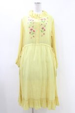 画像1: Jane Marple / クレープジョーゼットThistle embroideryドレス  イエロー H-26-05-17-1027-JM-OP-KB-ZH (1)