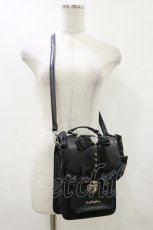 画像1: DearMyLove / キルティングストーンフリルサッチェルリボンバッグ 横19高さ27.5マチ6.5 ブラック H-26-05-17-074-GO-BG-NS-ZH (1)