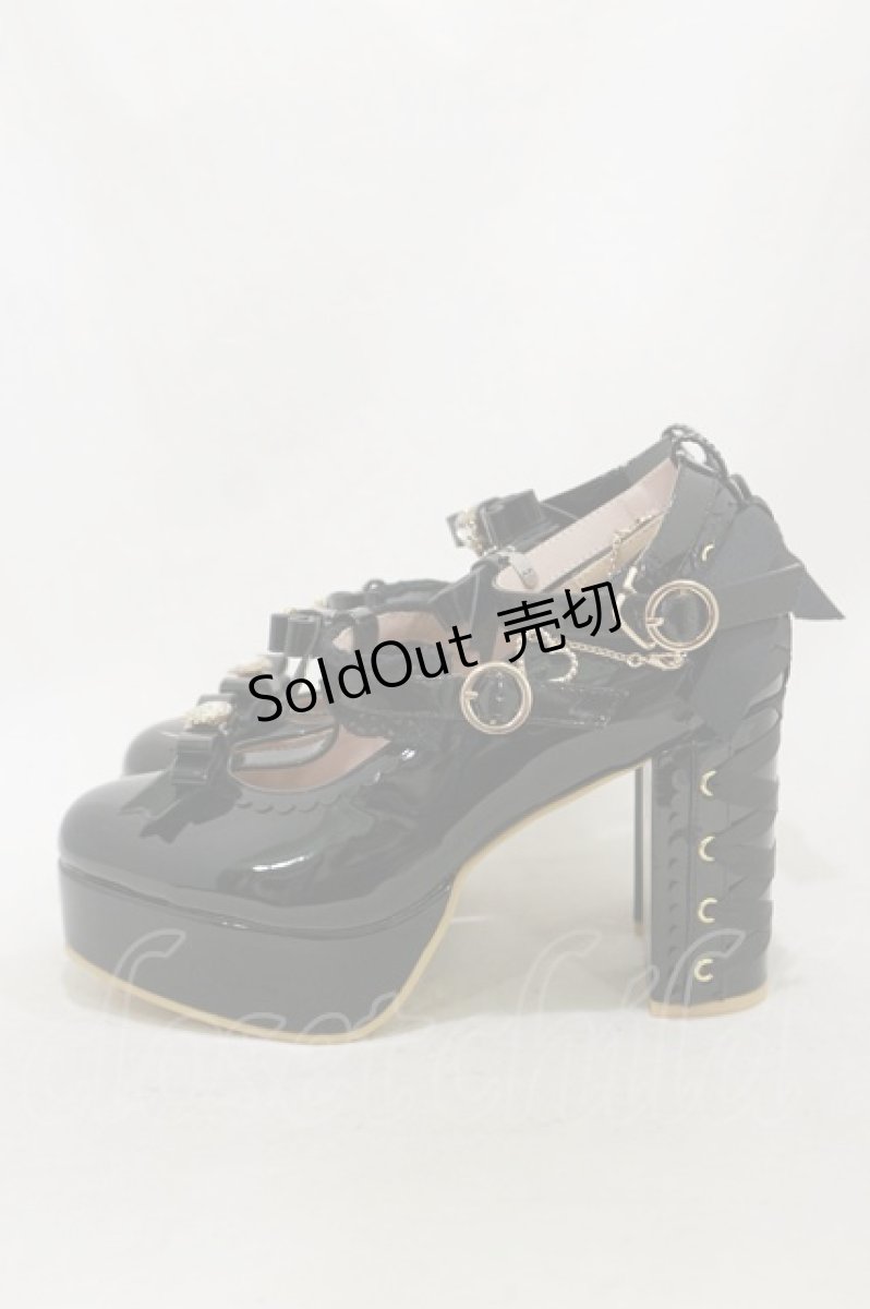 画像2: LIZ LISA / アンクレットストラップ3連リボンパンプス 3(L) ブラックエナメル H-26-05-17-077-LO-SH-NS-ZH (2)