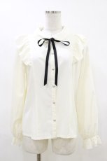 画像1: axes femme POETIQUE / リボン付丸襟長袖ブラウス M 生成り H-26-05-17-002-AX-BL-NS-ZH (1)