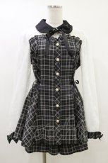画像1: Secret Honey / ビスチェ切り替え長袖セットアップ M ブラックチェック H-26-05-17-017-CA-OP-NS-ZH (1)