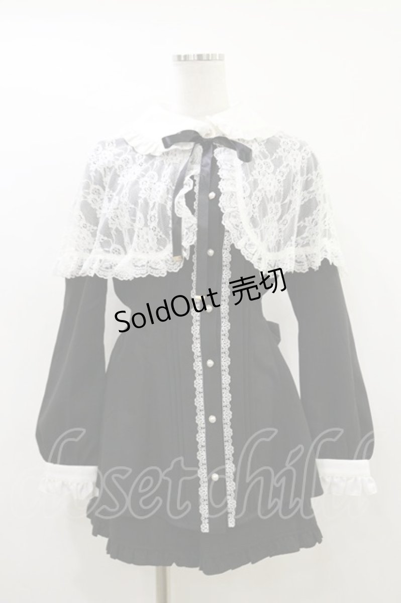 画像1: Secret Honey / レースケープ付長袖セットアップ M ブラック H-26-05-17-019-CA-OP-NS-ZH (1)