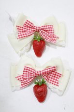画像3: Amavel / Strawberry Farmダブルリボンクリップ  オフ H-26-05-18-048-CA-AC-NS-ZH (3)