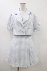 画像1: evelyn / 半袖チェックセットアップ Free サックス H-26-05-18-1036-LO-OP-NS-ZH (1)