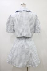 画像2: evelyn / 半袖チェックセットアップ Free サックス H-26-05-18-1036-LO-OP-NS-ZH (2)