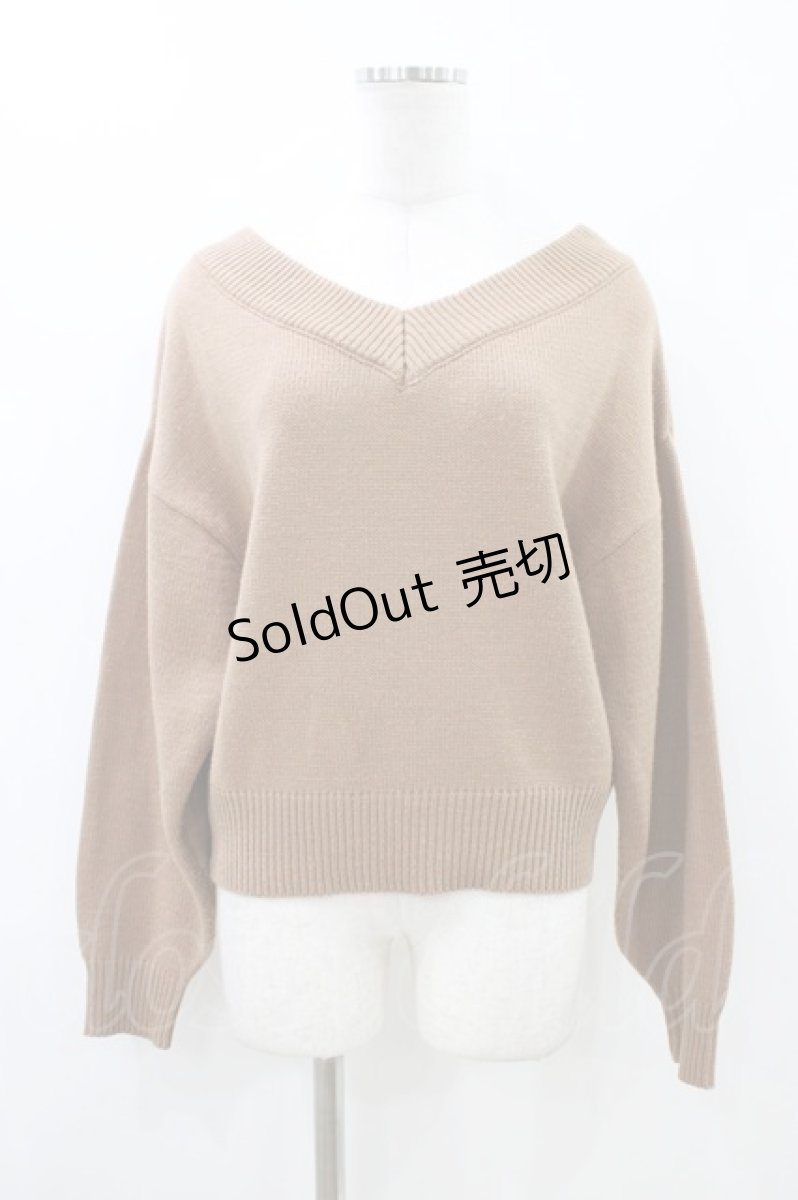 画像1: F&A / バックレースアップVネックニットプルオーバー Free BEIGE H-26-05-18-1059-LO-TO-NS-ZH (1)