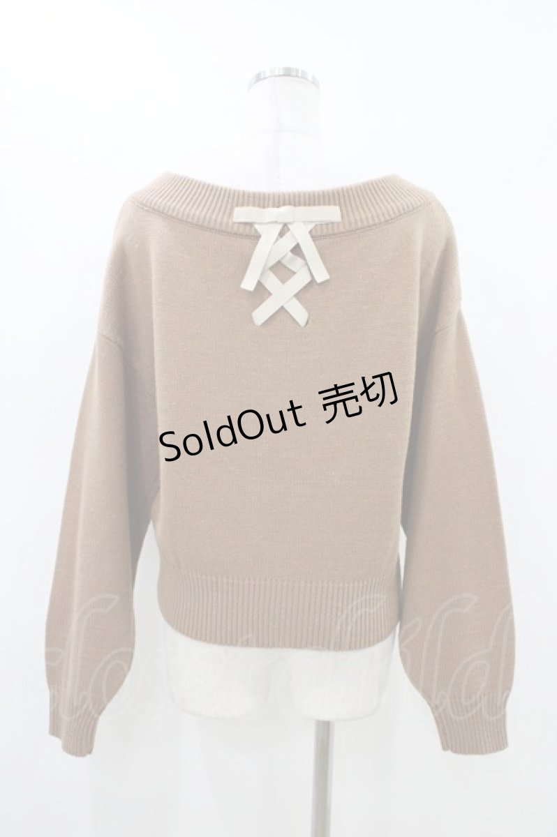 画像2: F&A / バックレースアップVネックニットプルオーバー Free BEIGE H-26-05-18-1059-LO-TO-NS-ZH (2)