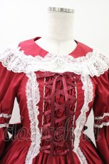 画像4: metamorphose / 無地ラッセルレースつき姫袖ワンピース サイズ1 エンジ/オフ白 H-26-05-18-1021-ME-OP-NS-ZH (4)