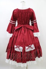 画像7: metamorphose / 無地ラッセルレースつき姫袖ワンピース サイズ1 エンジ/オフ白 H-26-05-18-1021-ME-OP-NS-ZH (7)