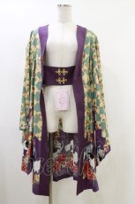 画像1: metamorphose / 百花繚乱〜まほろばの舞〜着物風羽織り Free 緑青×紫 H-26-05-18-035-ME-JA-NS-ZH (1)