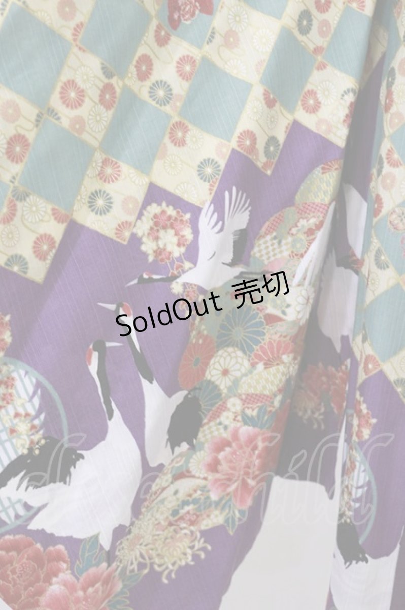 画像4: metamorphose / 百花繚乱〜まほろばの舞〜着物風羽織り Free 緑青×紫 H-26-05-18-035-ME-JA-NS-ZH (4)