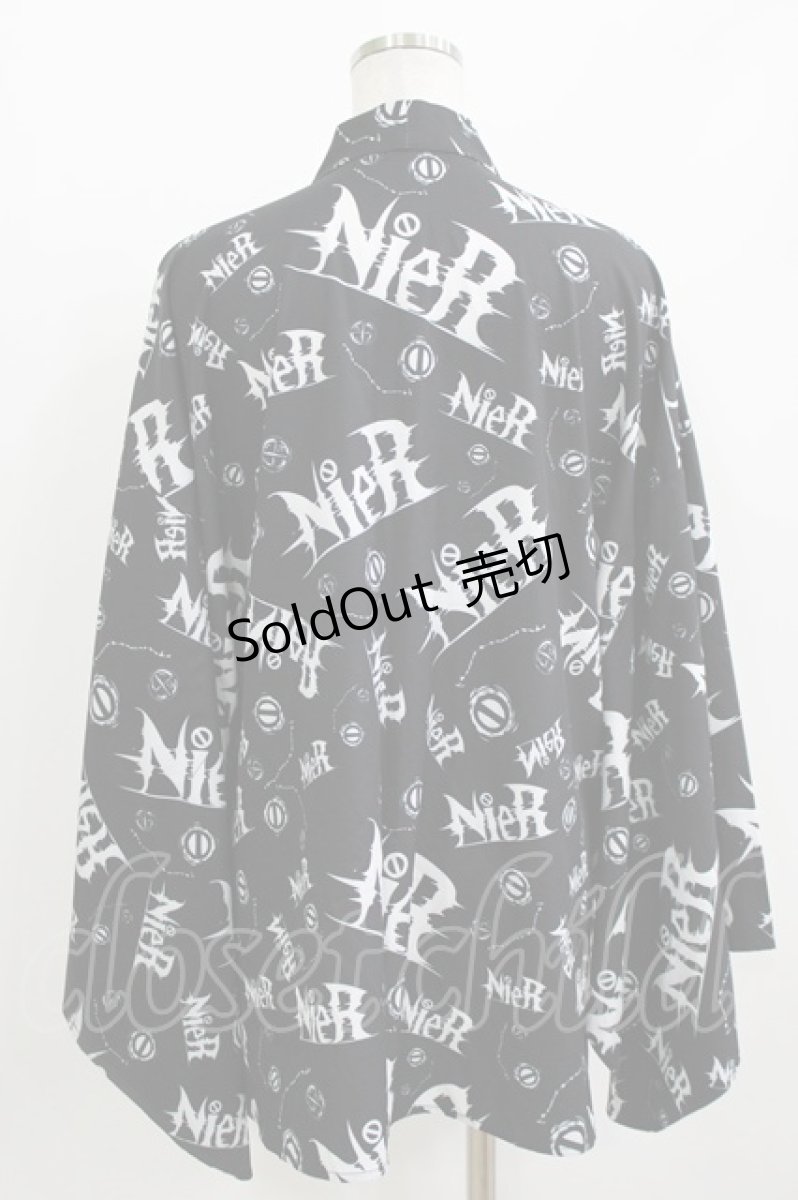 画像3: NieR Clothing / プリント着物袖羽織 F 黒 H-26-05-19-028-PU-TO-KB-ZH (3)