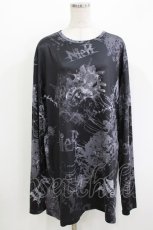 画像1: NieR Clothing / プリントLONG CUTSEW  ブラック×グレー H-26-05-19-031-PU-TO-KB-ZH (1)