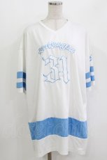 画像1: KRY CLOTHING / 「ICE」 オーバーサイズトップス  ホワイト×ブルー H-26-05-19-036-PU-TO-KB-ZH (1)