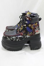 画像2: YOSUKE / 厚底レースアップシューズ 26cm ブラックジャガード H-26-05-19-061-PU-SH-KB-ZH (2)